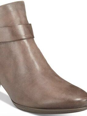 Ecco Taupe Leather Sculpted 45 Ankle Booties - Size 40